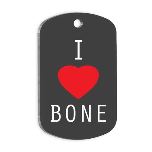 I LOVE BONE Personalized Dog Tag - Custom Name Tag - ID Tag for Dog & Cat - Customized Pet Tags - Dog Name Tag - Cat Name Tag - Engraved Dog Tag (Circle)