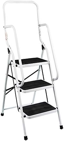 Home Vida 3 Step Ladder With Safety Handrail Foldable Safety Non Slip Matt Safe Heavy Duty