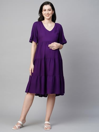 Image of MomToBe Women's Fit and Flare Knee Length Dress