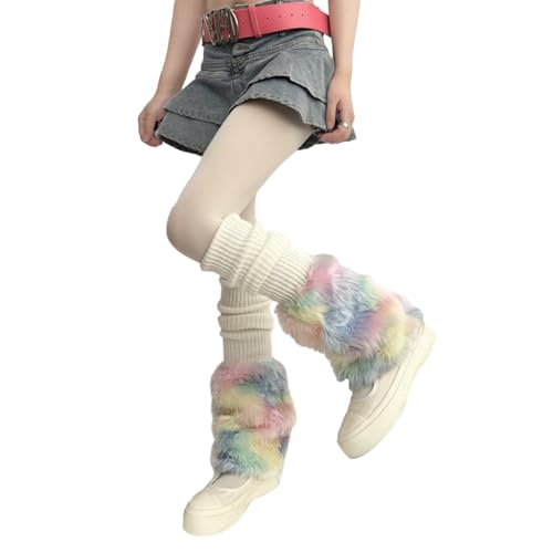 Women's Faux Furs Leg Warmer Knitted Boot Cuffs Lolitas Leg Covers Winter Warm Covers Leg Warmers