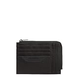 Piquadro – Cartera de Tarjeta de Tela Reciclada para Hombre – 8 Portatarjetas, RFID – Sostenible – Negro