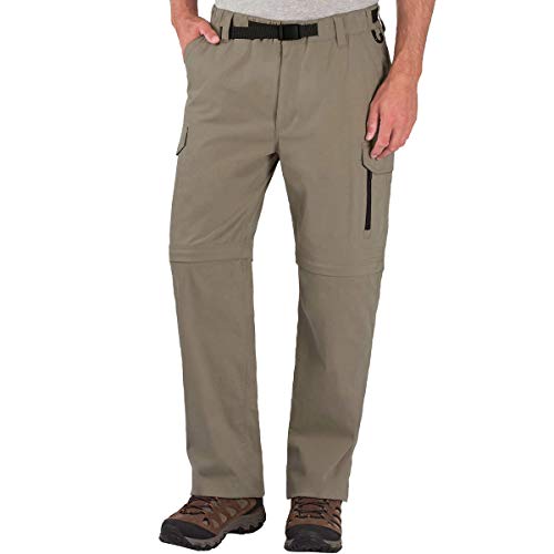 BC Clothing Mens Convertible Lightweight Comfort Stretch Cargo Pants or Shorts (Tan, XL x 30)