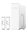 Ecoviva Under Sink Tankless 8 Stage Reverse Osmosis Water Filter with SGS 58 Certified, 600 GPD & 2.5:1 Pure to Drain Ratio, Under Sink RO Water Flitration System for Home, Dual Output Option White