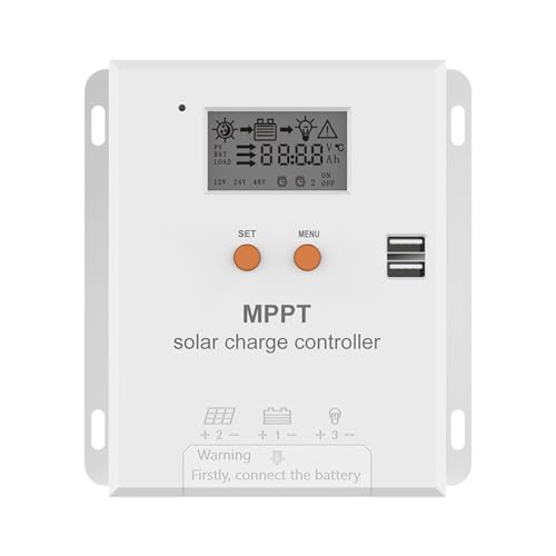 Y&H 20A MPPT Solar Charger Controller 12V/24V Battery Temperature Compensation Solar Panel Battery Regulator Max PV Input 75VDC Work with AGM, Gel, Flooded and Lithium