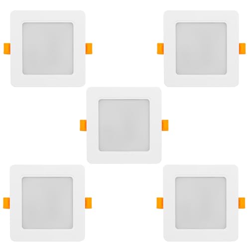 Maclean MCE373 S LED Licht-Panel Einbaustrahler 5-er Pack Deckenstrahler Deckenspot Deckenleuchte Decken-Strahler Einbauleuchte (5-er Pack 9W Einbaustrahler, Eckig)