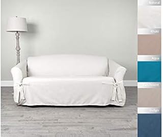 Serta | Relaxed Fit Durable Woven Linen Canvas Furniture Slipcover (Love Seat, Natural)