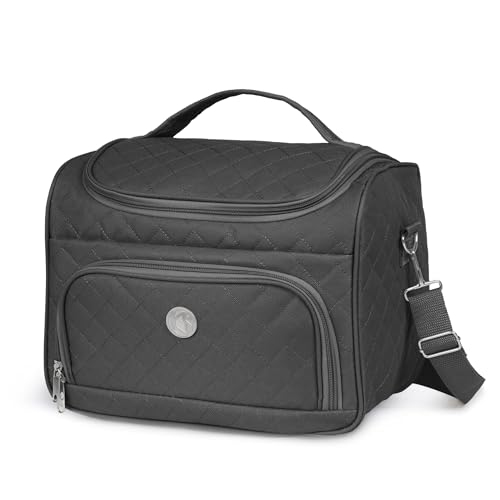 KINSTON - Vanity avec Séparateurs Amovibles - Trousse de Toilette Cosmétiques avec Compartiments et Poignée, Organisateur de Voyage à Suspendre, Sac de Rangement - Grande capacité (Set Noir, L)