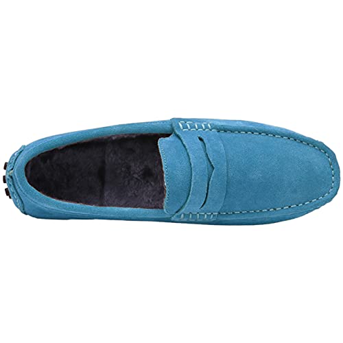Image of ANUFER Men's Suede Leather Penny Loafers Comfort Driving Shoes Moccasin Slippers
