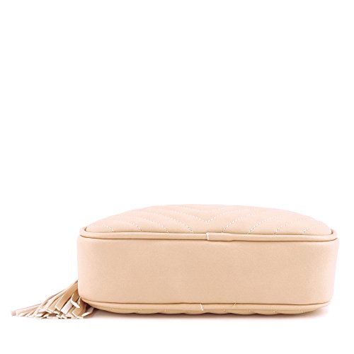 Image of Simple Shoulder Crossbody Bag With Metal Chain Strap And Tassel Top Zipper