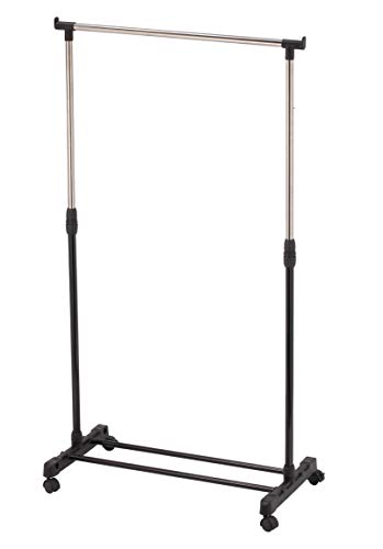 THE SECRET HOME Perchero Extensible de Metal con Ruedas - Burro para Ropa con Altura Regulable - Organizador para Dormitorio, Entrada, Pasillo - 80 x 43 x 90 hasta 160 CM