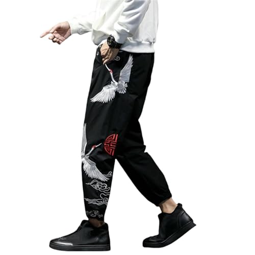 Sarouel brodé pour homme pantalon chino rétro coupe slim automne