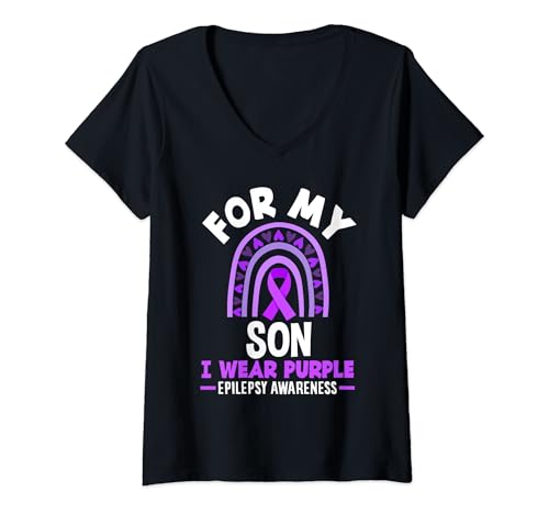 Mujer Para mi hijo uso púrpura Epilepsy Awareness Camiseta Cuello V