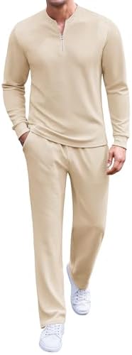 COOFANDY Men's 2 Piece Tracksuit Set Polo Athletic Sweatsuit Quarter Zip Jogging Long Sleeve Casual Sports Outfits