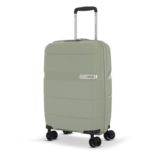 Image of American Tourister Cabin Linex 55.5Cm Small Hardshell Polypropylene Suitcase with Recessed TSA Lock & 8 Spinner Wheels for Women & Men Trolley Bag - Sage Khakhi, Khaki