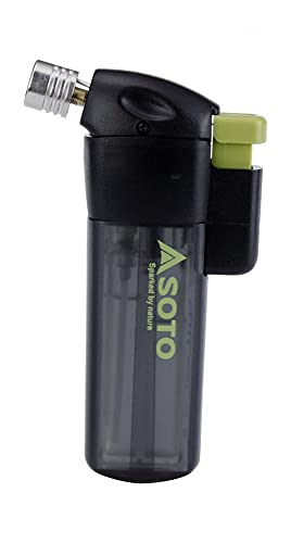 SOTO Butane Torch Lighter, Compact Windproof Pocket Lighter, Refillable, Adjustable Flame, Durable and Portable for Camping, Hiking, BBQs, and DIY Projects. Shipped Empty.