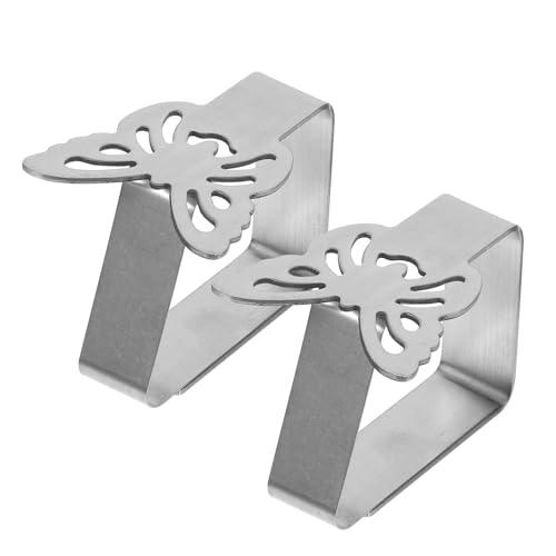 RUNROTOO Clips para Manteles de Acero Inoxidable Alta Elasticidad para Sujetar Faldones en Mesas Redondas Ajustables 2 Piezas en Restaurantes y Fiestas