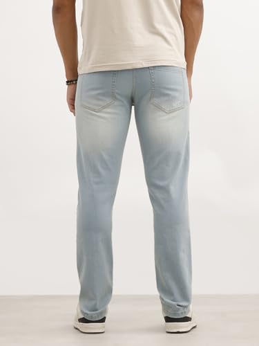 Image of WROGN Men's Stretch Denim Jeans | Straight Fit | Casual Style | Mid Rise