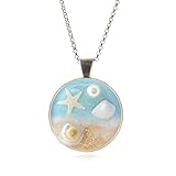  Ocean Breeze- Collar estrella de mar Cadena de plata  Joyas de arena de playa  Boho  Regalos de surfista para ella  26UL