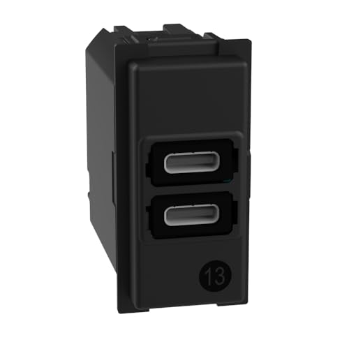 Cargador USB Tipo C Bticino K4191CC negro de 1 plaza para Living Now