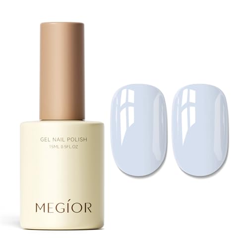 MEGIOR Blue Gel Nail Polish 15ML Baby Blue Pastel Color Soak Off UV LED Nail Polish Gel Long-Wear Salon Art Manicure for Women Girls Home DIY