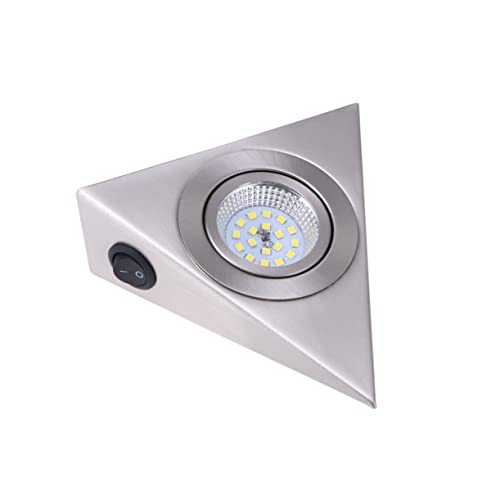 DIYEAH Lampe Led Sous Meuble Cuisine Triangle Inox Brossé Éclairage Blanc Lumière Froide Pour Placard Armoire Cave à Vin Et Meuble Tv Design Compact Pour Espaces Étroits