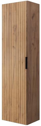 RODAN Badschrank Hochschrank 136 cm – Badschrank Schmal mit Soft-Close – Eiche Gold Farben – Badezimmerschrank Schmal mit 3 Ablagen – Hängeschrank Bad Modernes Design für stilvolle Räume
