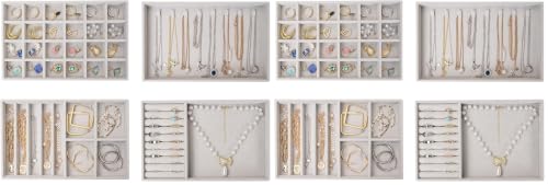 Image of ProCase Stackable Jewelry Organizer Trays for Drawers, Jewelry Drawer Inserts Container Display Case Storage for Earring Necklace Rings Bracelet with Removable Dividers -Grey, 4 Layers (Pack of 2)