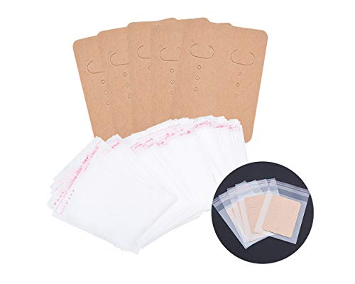 Preisvergleich Produktbild SCSpecial Ohrring-Anzeigekarten mit selbstdichtenden Beuteln Set mit 200 Kraftpapier-Blindohrringen für Ohrstecker und hängende Ohrringe