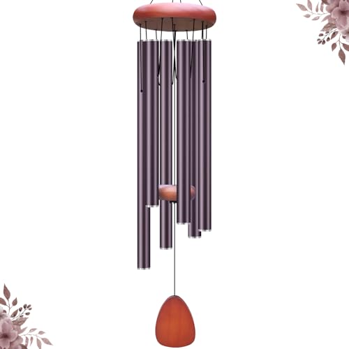 Aluminium Wind Chimes Outside, Soothing Melodic Patio Decor Gift, Brown 36"
