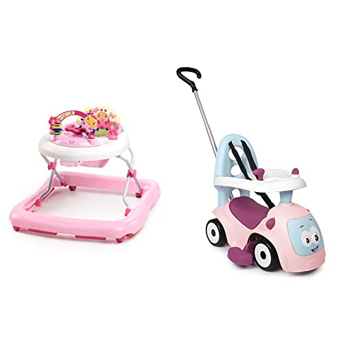 Bright Starts, Trotteur Bébé Pliable June Berry Delight, jouet d’activités, lumières & mélodies, hauteur réglable, rose, 6 Mois+ & Smoby - Porteur Maestro Balade Rose - Pour Enfant Dès 6 Mois
