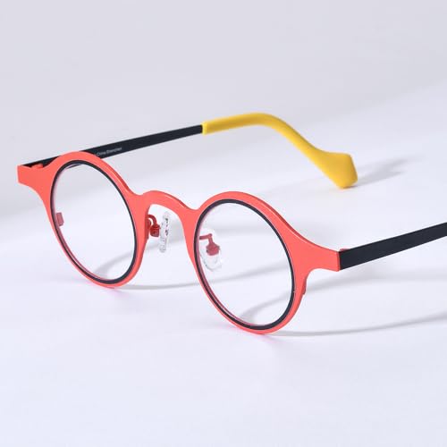 Image of FONEX Colorful Pure Titanium Glasses Frame Women Retro Round Eyeglasses