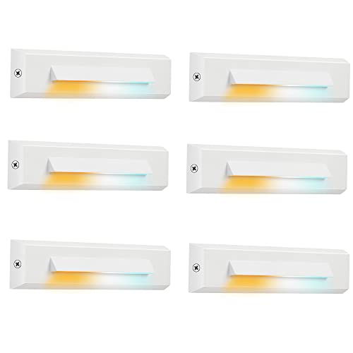 CLOUDY BAY [6 Pack] Low Voltage 12-24V LED Step Lights Outdoor,2.5W Landscape Cutoff Stair Riser Light,Outside Accent Lighting Fixtures,Wet Location,White