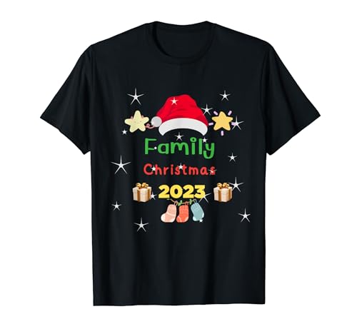 Family Christmas 2023 Matching Squad Santa Elf Funny T-Shirt