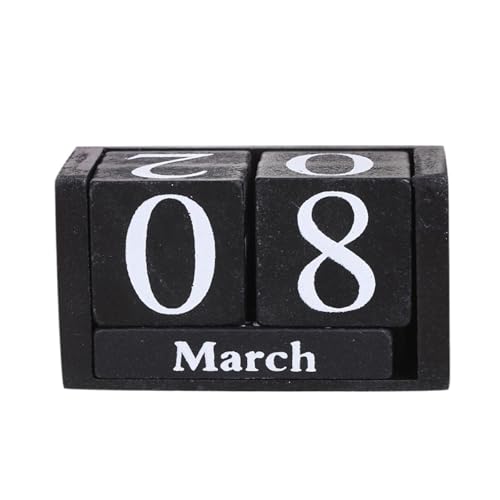 Calendrier en bois noir rétro pour bureau et décoration vintage salon