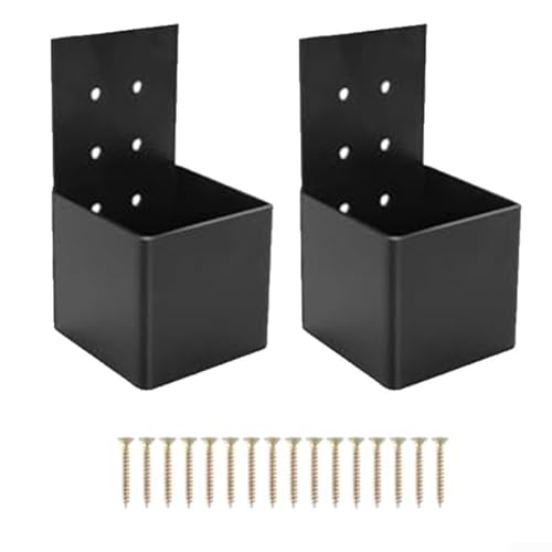 Kit de soportes de acero negro para pérgola cenador, soporte de esquina de ángulo recto de 3 vías para postes de madera de 4 x 4 (juego de 2)
