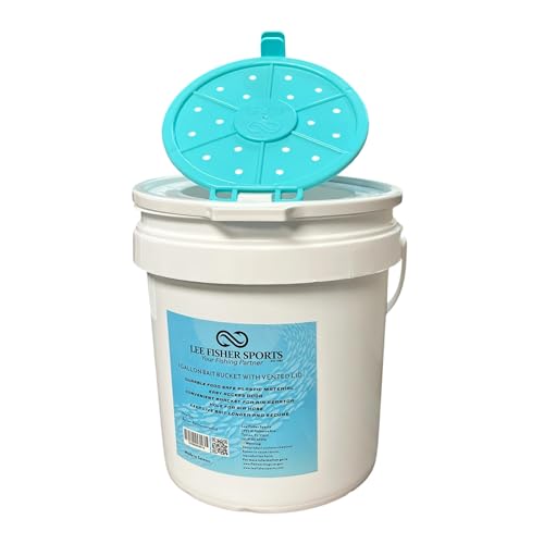 Plastic Minnow Bait Bucket 1 Gallon White with Vented Lid