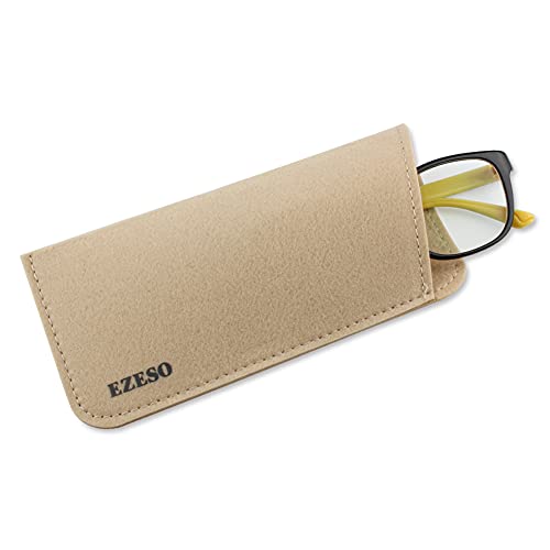 EZESO ESSENTIAL SKINCARE 3 Pack Eyeglass Cases - Soft Felt Slip-in Pouch Case - Glasses Storage Case Makeup Pouch
