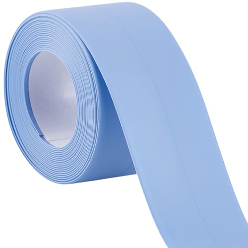 CRASPIRE 10.5 Feet Waterproof Sealant Tape Toilet Sealing Strip Blue PVC Stain Proof Self Adhesive Bathroom Bathtub Kitchen Corner Caulk Protector Decorative Tape for Caulking Bath Sink Shower Edge