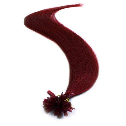100 Strands Straight Pre Bonded U Nail Tip Fusion Remy Human Hair Extensions 22" Inches Dark Red Color