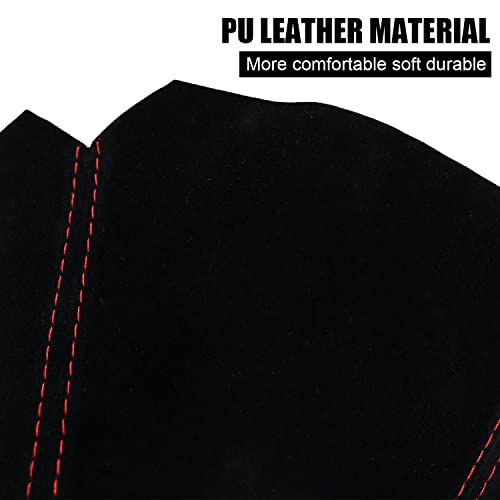 Qiang Kun Car Shift Boots Shift Knob Dust Cover Manual Gear Shift Cover Suede Leather Shift Boots Mt Gear Knob Shift Boots (Black Suede W/Red Stitching) #TOP1