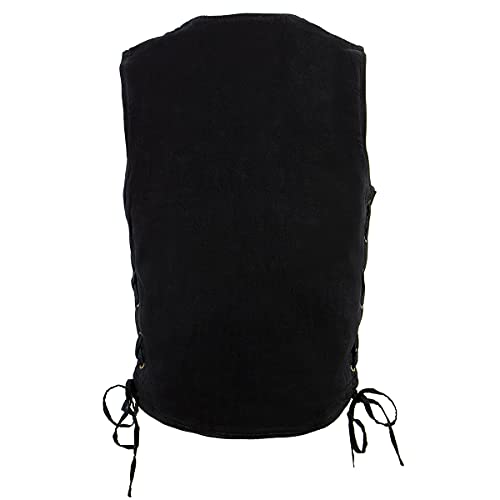 Milwaukee Leather Dm1315 Men's Black Denim Classic Side Lace Snap Front Vest - 4X-Large #TOP1