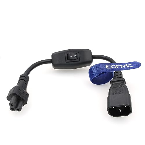 Eonvic IEC 320 C14 auf C5 mit Schalter-Netzkabel, C14-Stecker auf Pflaumen-Buchse C5 mit EIN-/Aus-Schaltnetzkabel, Verlängerungskabel, 30 cm