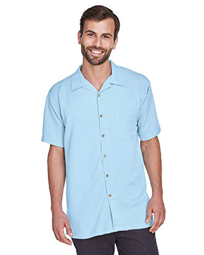 Harriton Men's Bahama Cord Camp Shirt - X-Large - Cloud Blue #TOP1