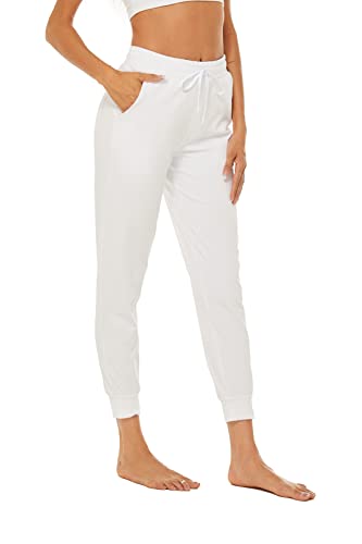 Avacostume Women's Lightweight Cotton Sweatpants Yoga Joggers Lounge Casual Pants With Pockets White M #TOP3