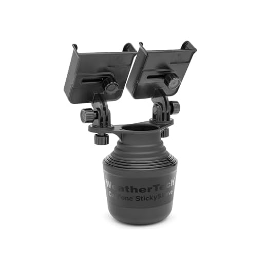 WeatherTech CupFone Duo XL - Universal Dual Cell Phone Cup Holder (8ACF12XLD) with Black Plastic Knobs