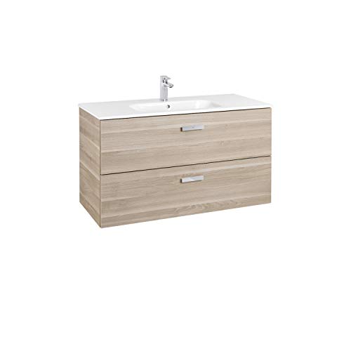 Roca Lavabo + Mueble base 2 cajones Unik Victoria Basic, 100 x 46 x 56 centímetros, color abedul (Referencia: A855851422)