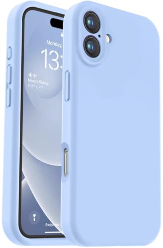 Hepiide Compatible with iPhone 16 Plus Case, Liquid Silicone Upgrade [Camera Protection] [Soft Anti-Scratch Microfiber Lining] Shockproof Phone Case for iPhone 16 Plus 6.7 inch - Cloud Blue
