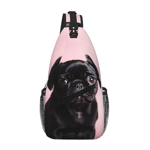 Bolso bandolera negro para hombre y mujer para senderismo miniatura 1