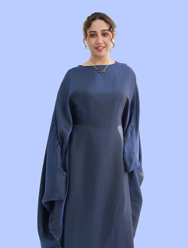 Image of Dubai Bat Sleeve Dress Shiny Robe for Women Muslim 1pc Abaya Eid Prayer Clothes Soft Dubai Travel Party Dress Maxi Abaya