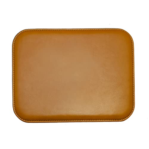 Maruse - Tapis de Souris 100% Cuir Pleine Fleur - Fabriqué à la Main en Italie par des Artisans Experts - Surface Douce et Rembourrage Interne - Miel